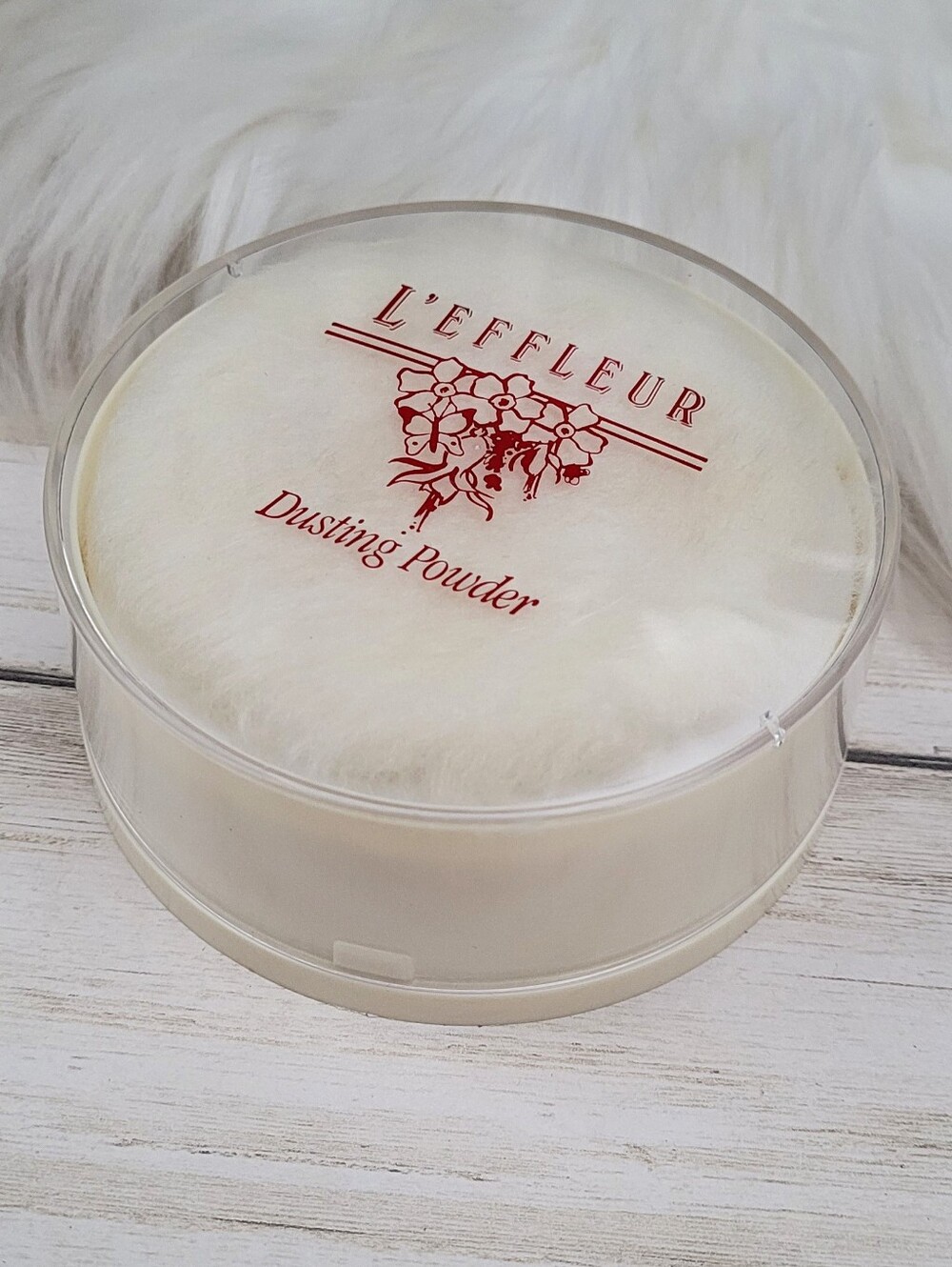 Vintage L'effleur Dusting Scented Body Powder & Puff By Coty 1.75 oz Talc Talcum